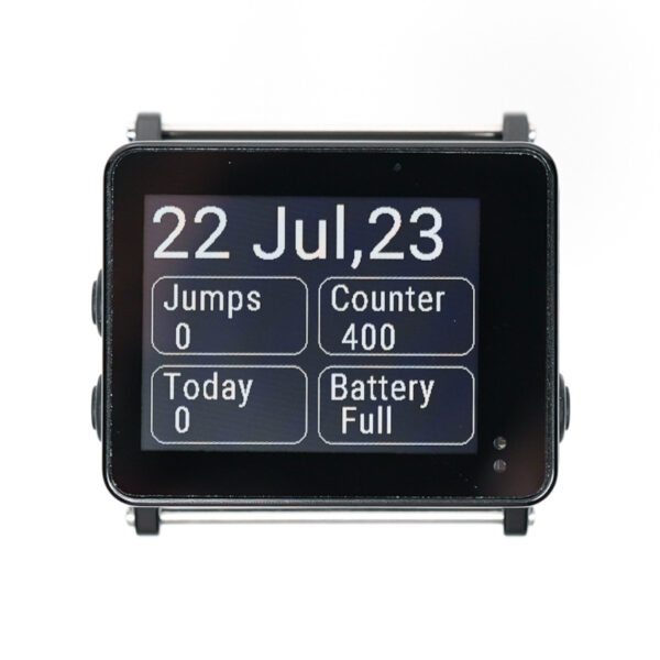 Orbit altimeter info screen shows the date battery status, total skydives, and a useful skydiving counter.