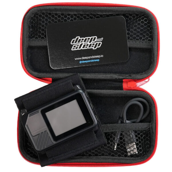 The Insight GPS skydiving altimeter in it's carrying case with all the goodies